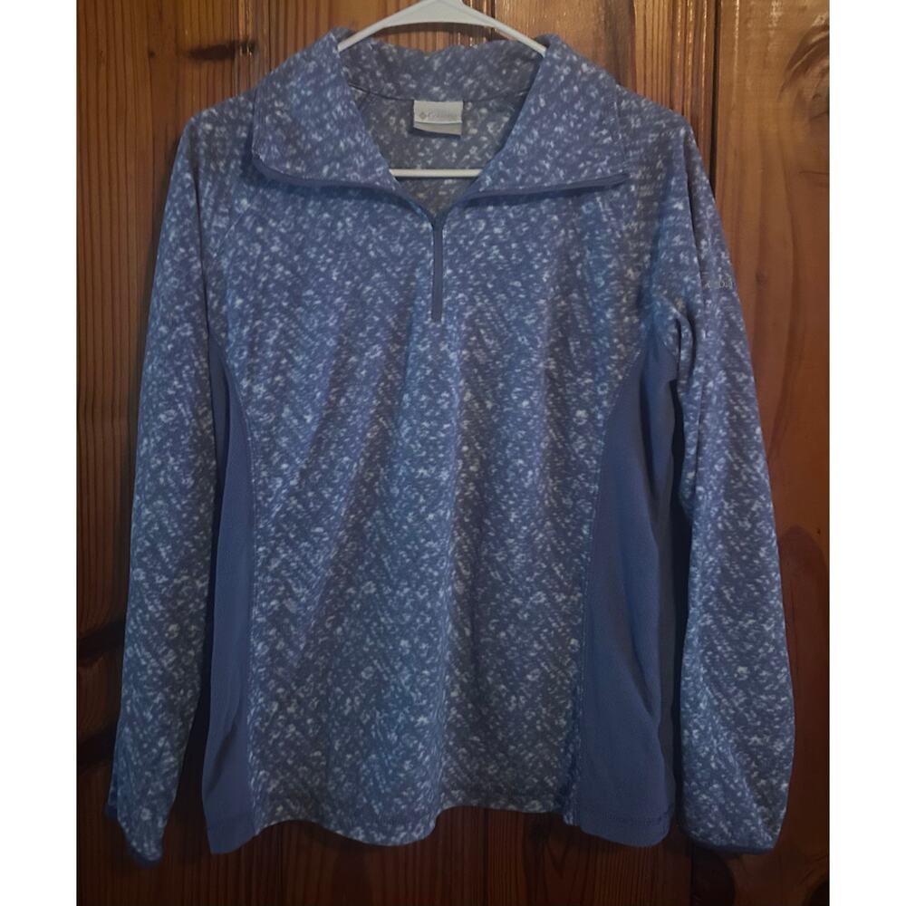 Columbia Women’s Fleece Pullover Sweater Top Size Large Light Blue 1/4 Zip